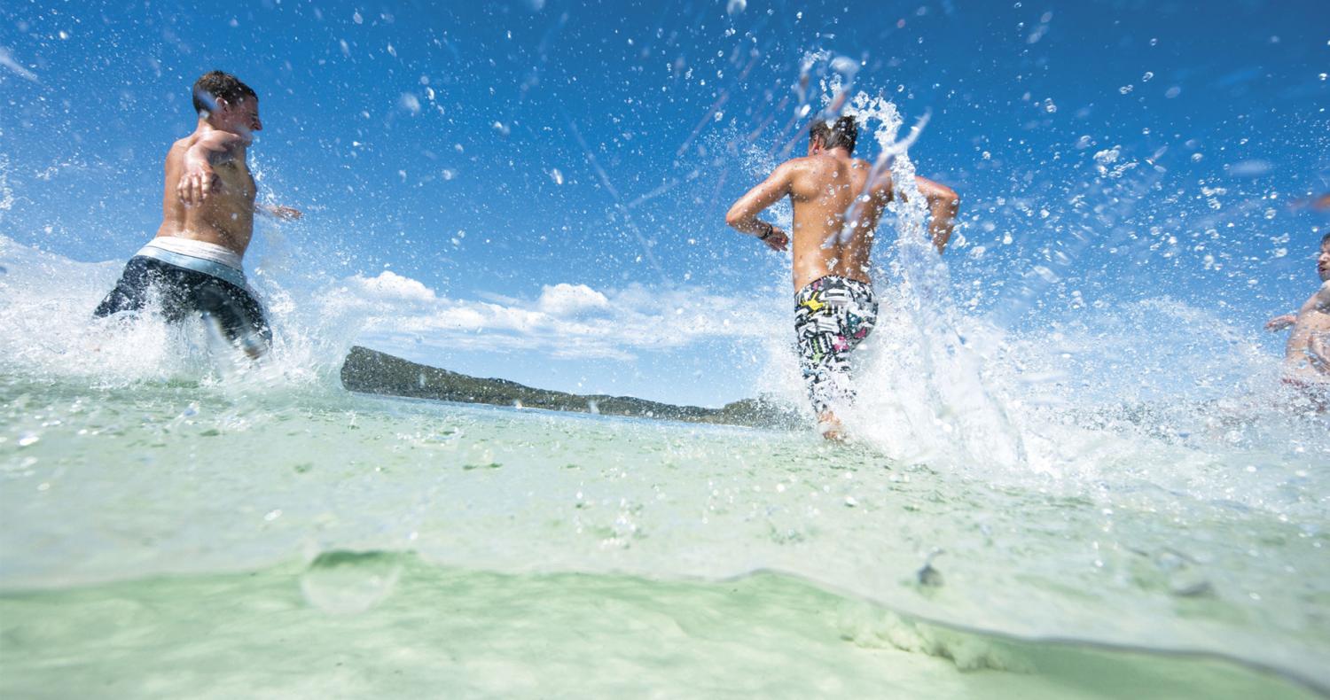 Running into Lake McKenzie on Fraser Island